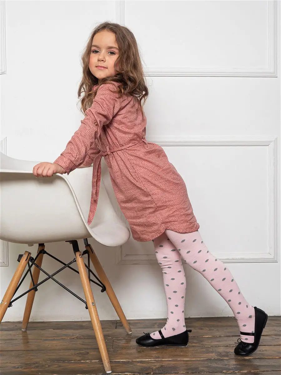 Колготки с рисунком ГОРОХ розовый - 2